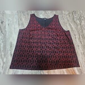 Jump Apparel Black & Red Glitter Sleeveless Tank Top Size 2X